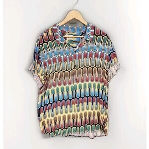 Earthbound Button Up Shirt Travel Hippie Geometric Shirt Tight Fit See Photos